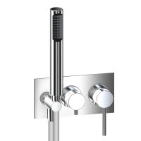 Baterie cada incastrata WEBERT ELIO, cu monocomandă, cu divertor, placă orizontală, cu furtun flexibil de duș și suport