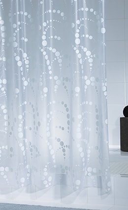 Штора для ванных комнат 180x200 см Dots белая