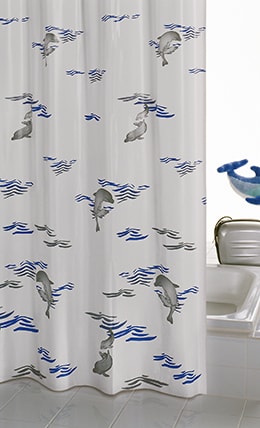 Штора для ванных комнат 180x200 см Delphin голубая